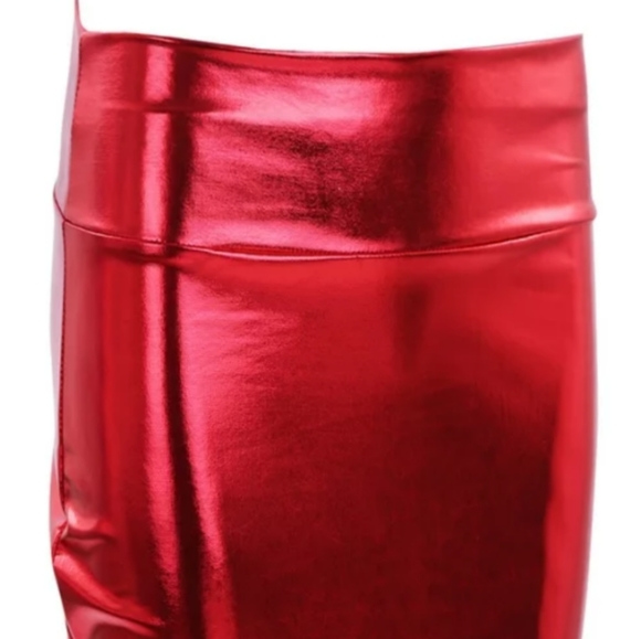Women's mini skirt, metallic liquid shiny red - Picture 6 of 6